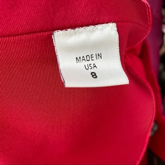 Monique Lihuillier Red 100% Silk High Waist Pencil Skirt Size 8 - Picture 6 of 9